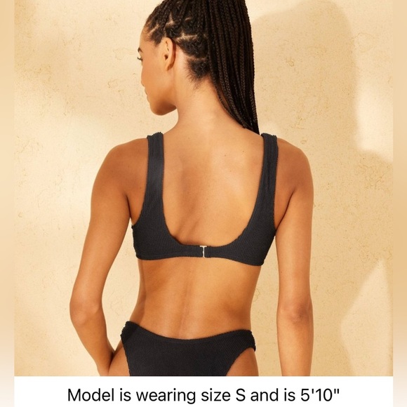 Wild Fable Women's Pucker Textured Scoop Front Bralette Bikini Top Black Large - Picture 7 of 7